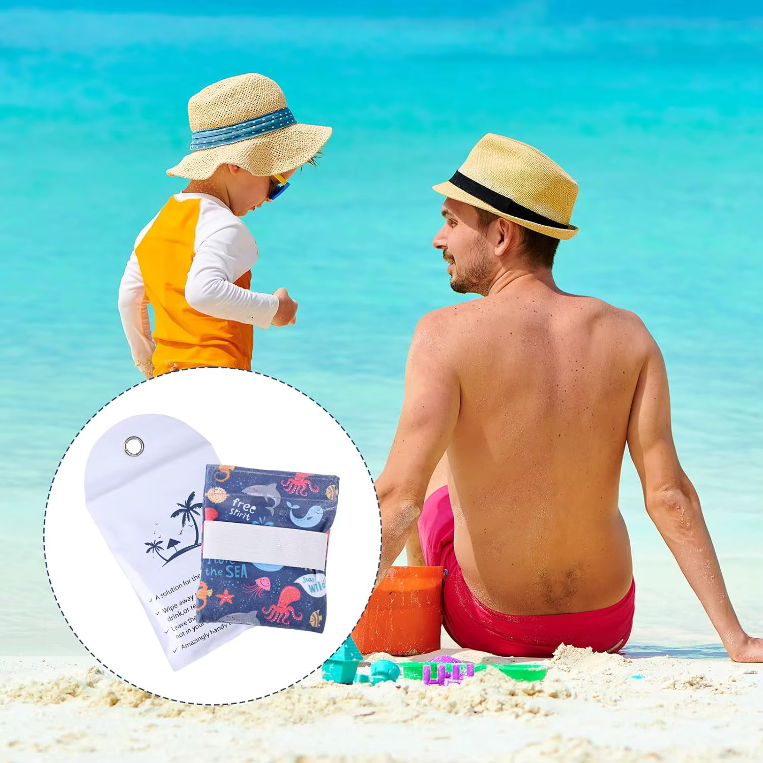 Sac anti-sable, pochette de retrait de sable de plage avec sac à eau
