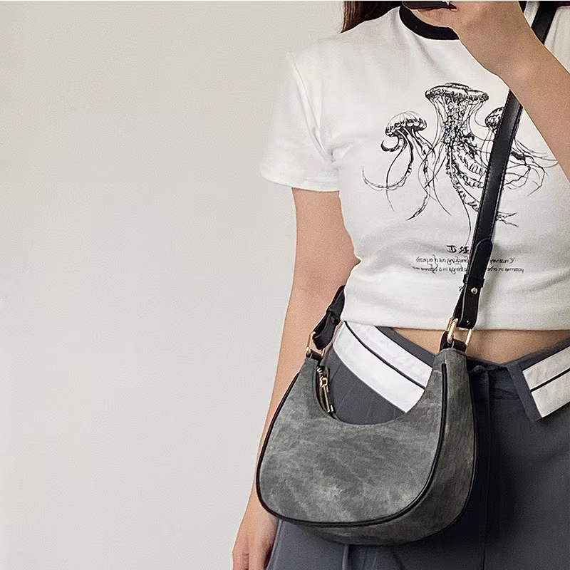 Sac à main en cuir PU gris pour femme