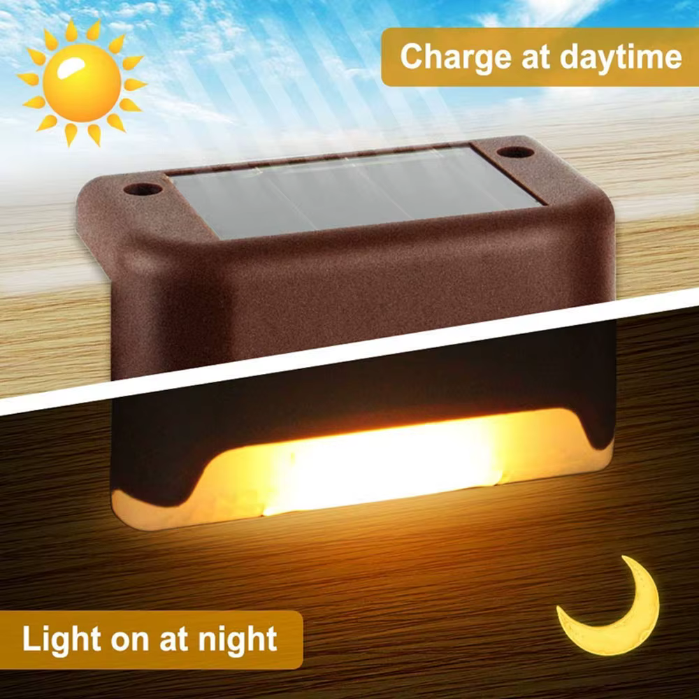 Blanc chaud LED solaire étape lampe chemin escalier extérieur jardin lumières étanche balcon lumière décoration pour Patio escalier clôture lumière