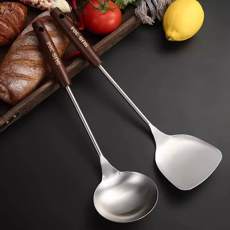 Wok spatule fer et louche ensemble d'outils ustensiles de cuisine spatule pour équipement de cuisine en acier inoxydable accessoires de cuisine essentiels