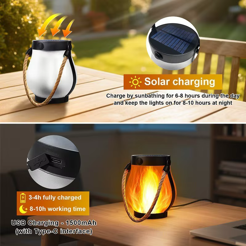 Lampes solaires à flamme pour le camping en plein air