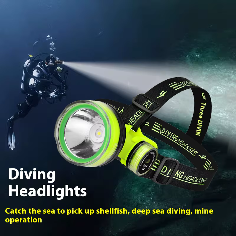 Phare de plongée Portable Rechargeable 350m sous-marin Submersible étanche Super lumineux LED plongeur lampe frontale de pêche sous-marine nouveau