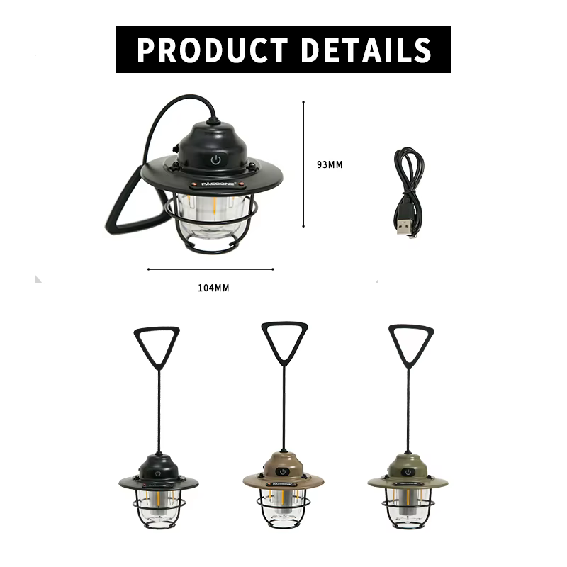 PACOONE – lanterne de Camping Portable rétro