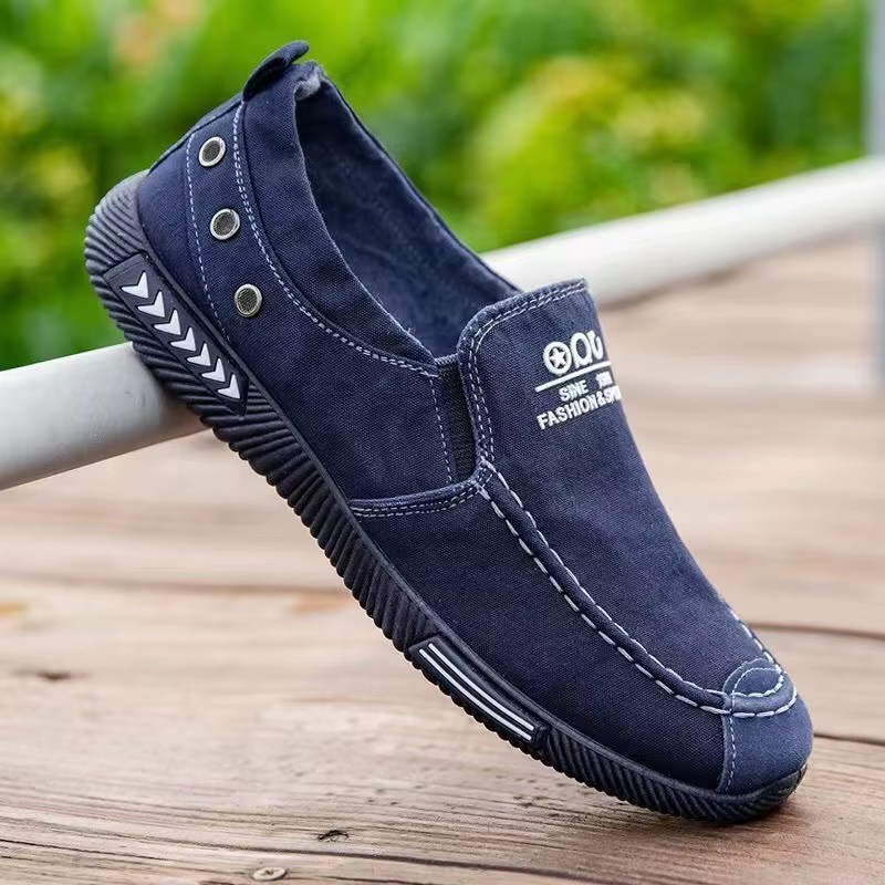Denim hommes toile chaussures sans lacet baskets mâle pour l'été nouveau en plein air conduite mocassin à la mode Vintage mocassins chaussures pour hommes