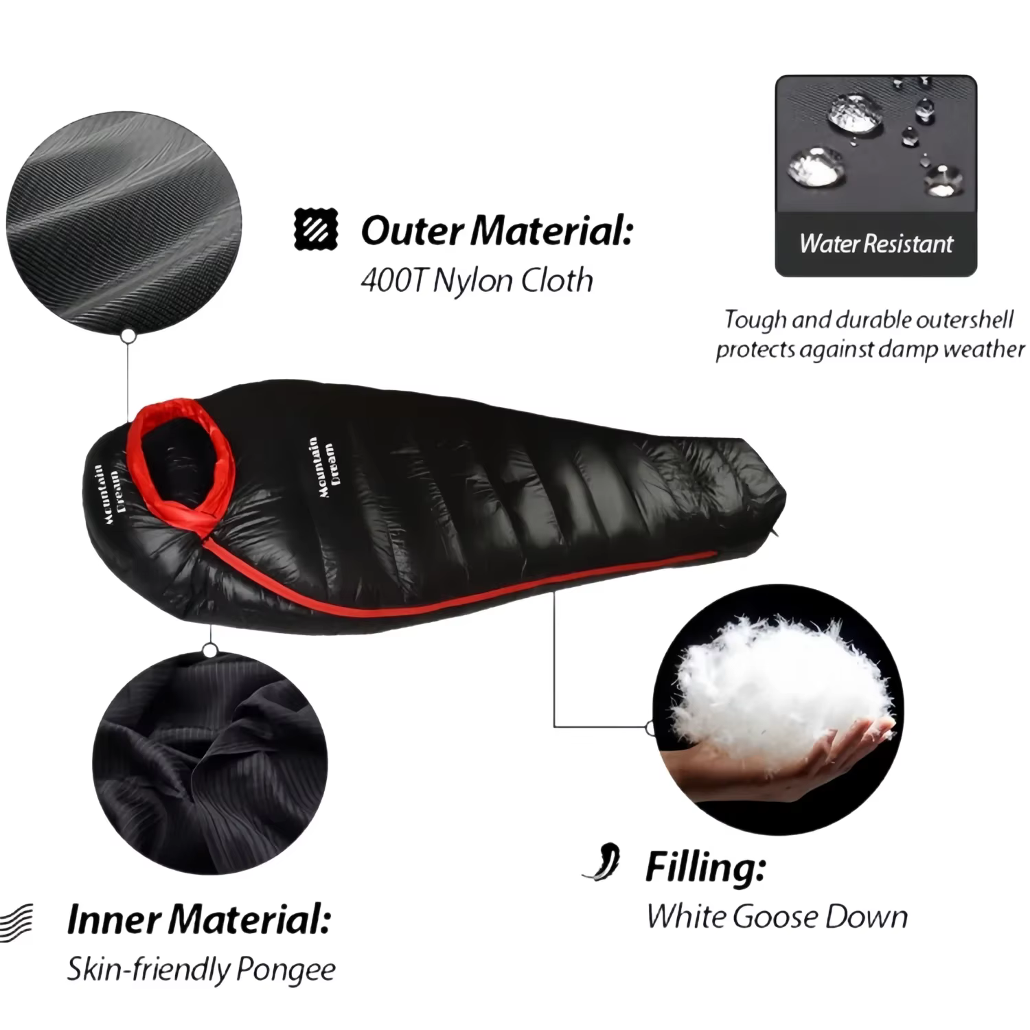 MUNIAdult-Sac de couchage en duvet d'oie blanc, randonnée en plein air, super léger, adapté aux voyages, haute qualité, hiver, automne