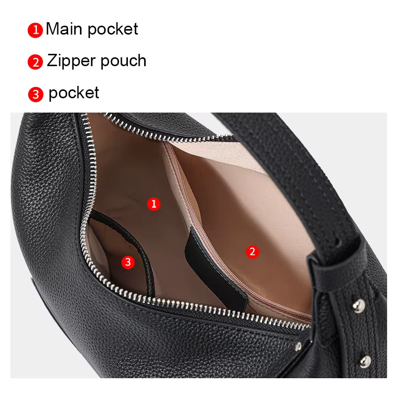 Sac Hobo en Cuir de Vachette Grainé, Design à Double Bretelles, Sac à Main en Cuir de Vachette Souple, Sac à Bandoulière pour Sorties Quotidiennes Décontractées