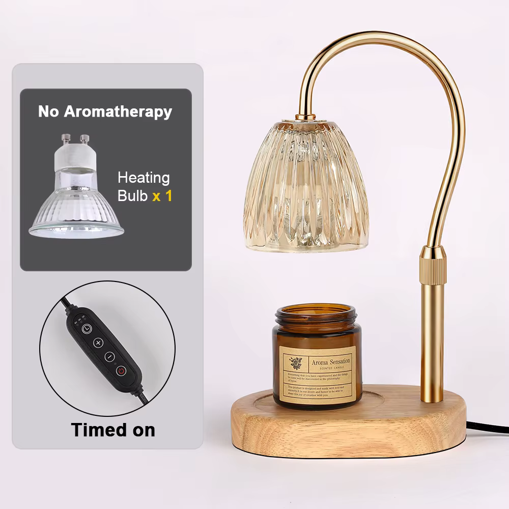 Lampe chauffe-bougie 50W avec minuterie, lampe chauffe-bougie à intensité variable, chauffe-bougie en verre, lumière de bougie réglable, décoration intérieure chaleureuse pour chambre à coucher.