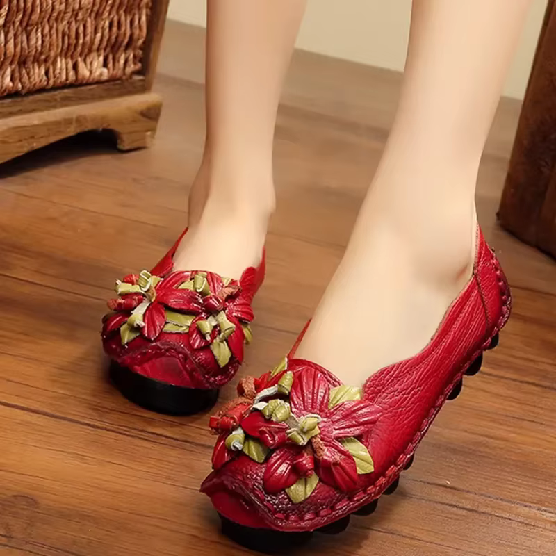 Mocassins d'été en cuir véritable pour femmes