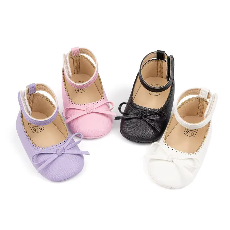 Chaussures de princesse en cuir à semelles souples pour bébés filles