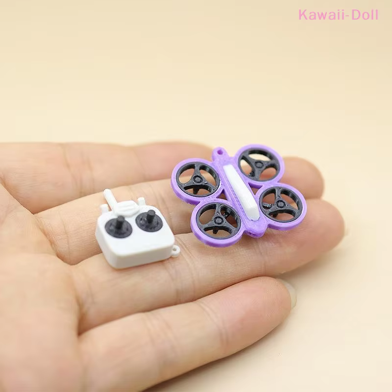 [DO] 1 ensemble de mini-drones UAV pour maison de poupée 1:12, accessoire de modèle factice avec télécommande, accessoire de scène, décoration miniature