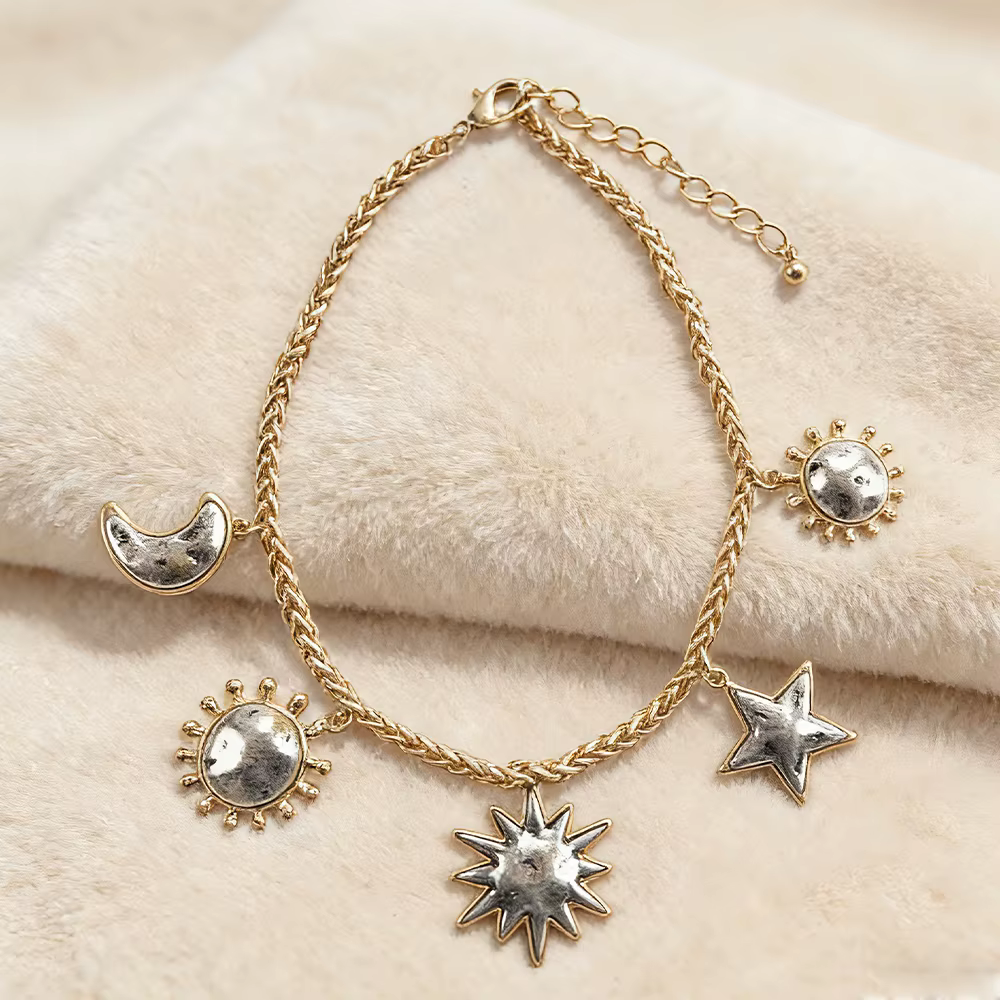 Collier Pendentif Soleil Lune Étoile