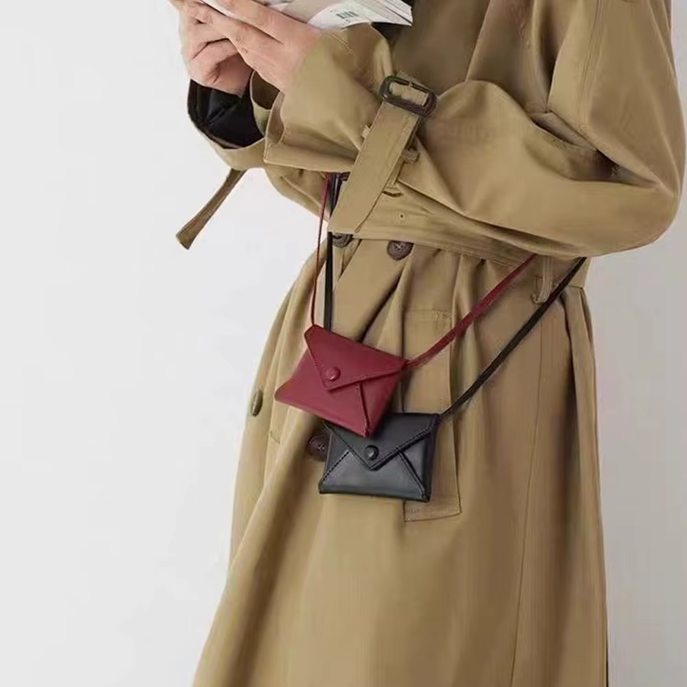 Mini sac noir/rouge pour collier, sac de taille de couleur unie, sac à bandoulière en cuir PU Durable, sac à bandoulière multifonctionnel, porte-monnaie