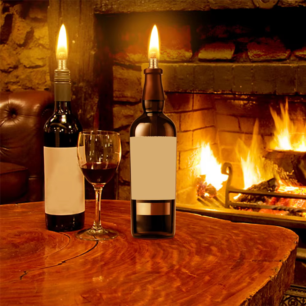 Le kit de torche pour bouteille de vin comprend 6 supports de mèches en laiton avec joints et 6