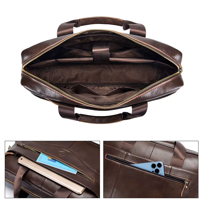 Porte-documents de luxe en cuir véritable pour homme