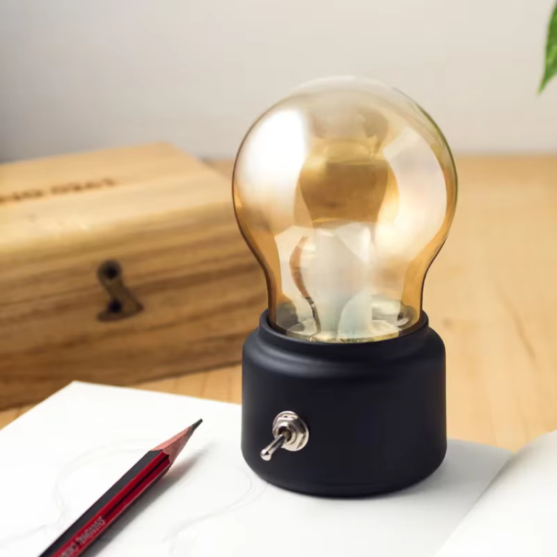 FPOO LED bougie USB ampoule LED Rechargeable soufflant classique rétro lampe de Table de bureau décoration de la maison pour chambre du nouvel an veilleuse
