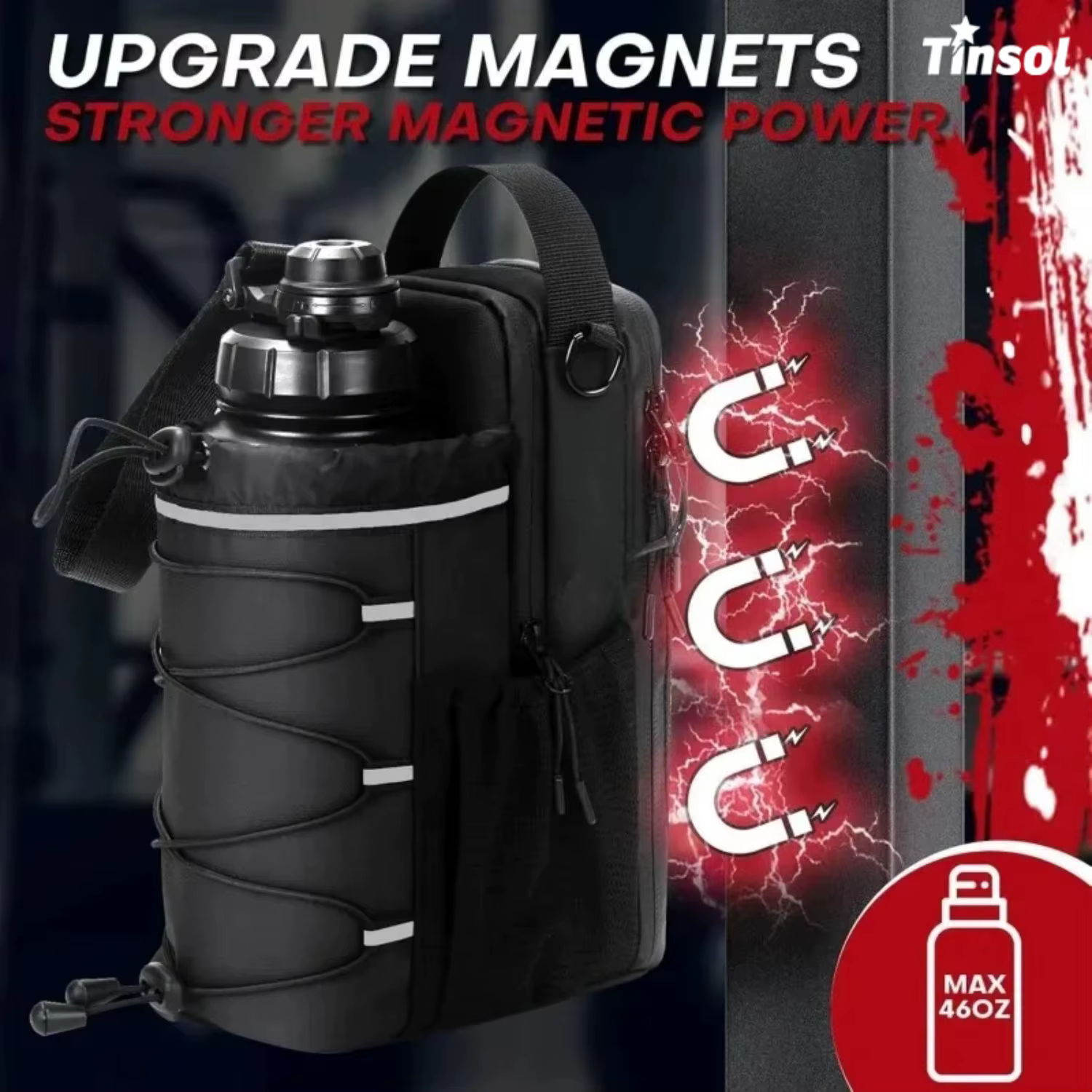 Nouveau sac de sport magnétique pour hommes et femmes – Porte-bouteille à bandoulière avec fixation magnétique | Porte-bouteille d'eau, pochette de sport, sac bandoulière