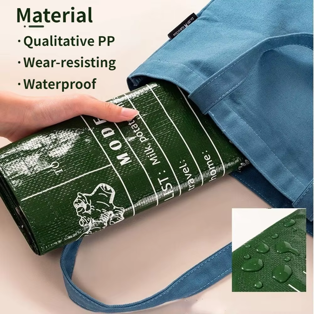 Sac de courses en PP tissé, grande capacité, imperméable, à bandoulière, portable, pour supermarchés, magasins de détail et boutiques