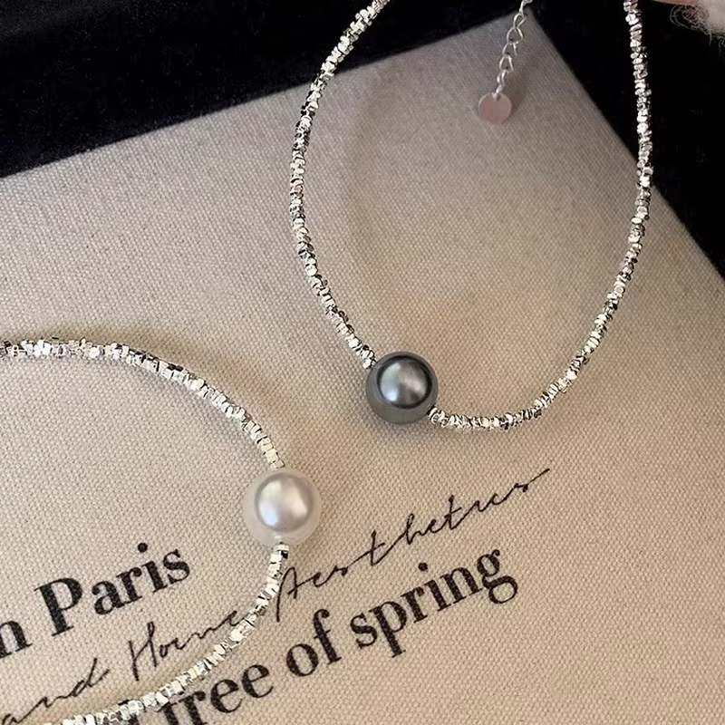 SHYDAN – Bracelet en argent Sterling 925 avec perles grises simples pour femmes