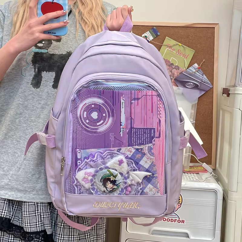 Y2K – sac à dos mignon pour femmes, Kawaii Ita, sac à dos Transparent pour fille douce, bricolage d'exposition de personnalité, sac à bandoulière Lolita