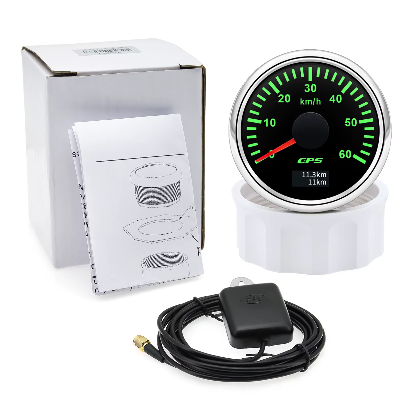 Compteur de vitesse GPS numérique 30/60/80/120/200 Km/h 52MM, avec antenne, jauge de vitesse pour bateau et voiture, rétro-éclairage 7 couleurs 12V24V
