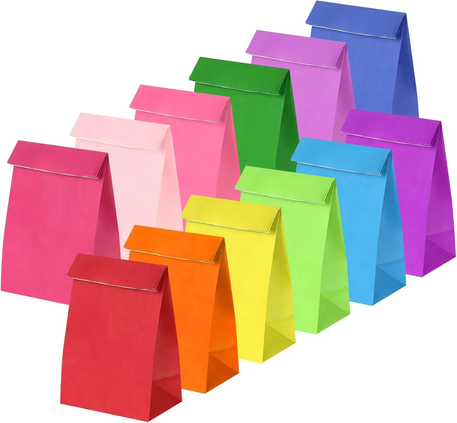Sacs en papier Kraft colorés, 10/20/50 pièces, sacs de courses pour aliments et légumes, emballage de bonbons, sacs à déjeuner en Kraft, sacs de courses pour biscuits et pain