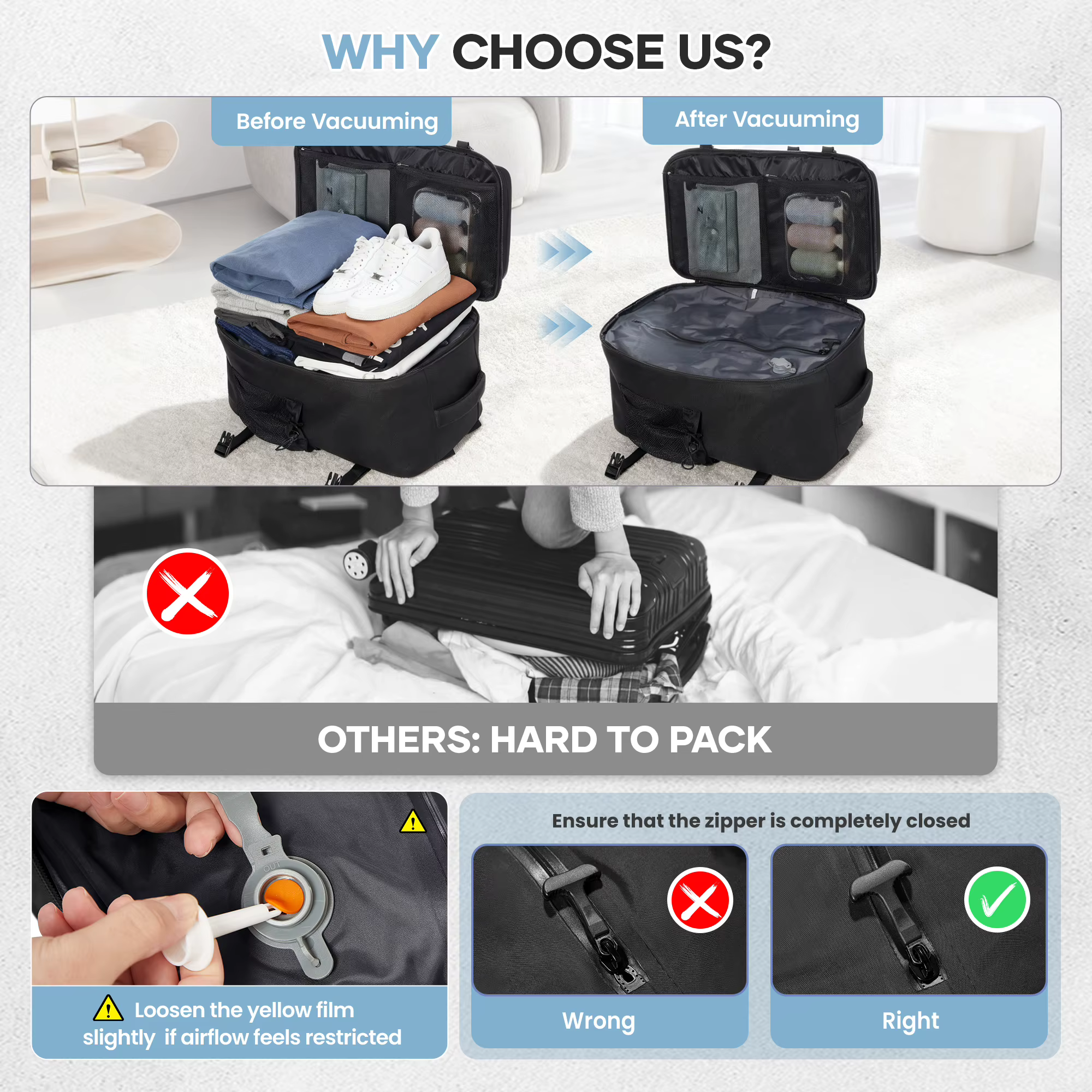 Sac à dos de randonnée à compression sous vide pour homme