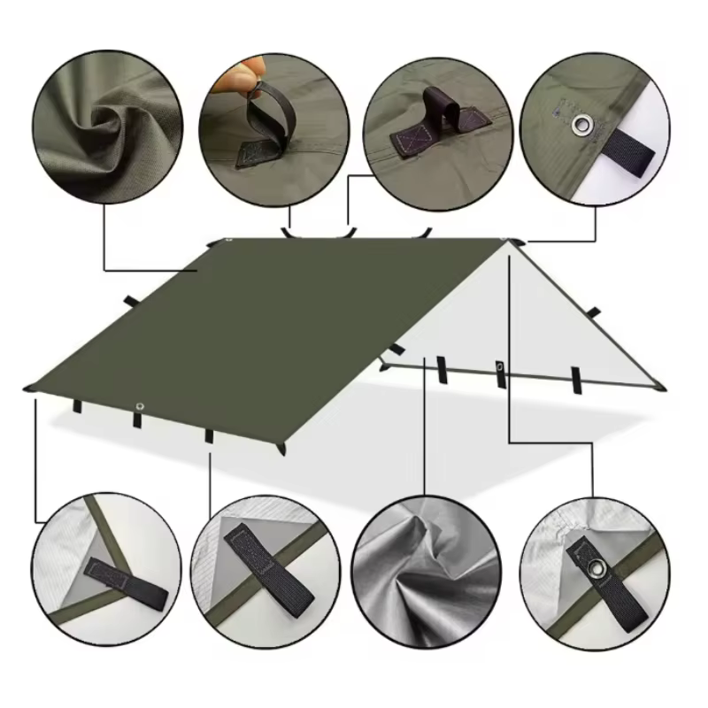 Tente de soleil imperméable, bâche de camping, auvent d'extérieur, abri solaire de jardin et de plage, ultra-léger, résistant et durable