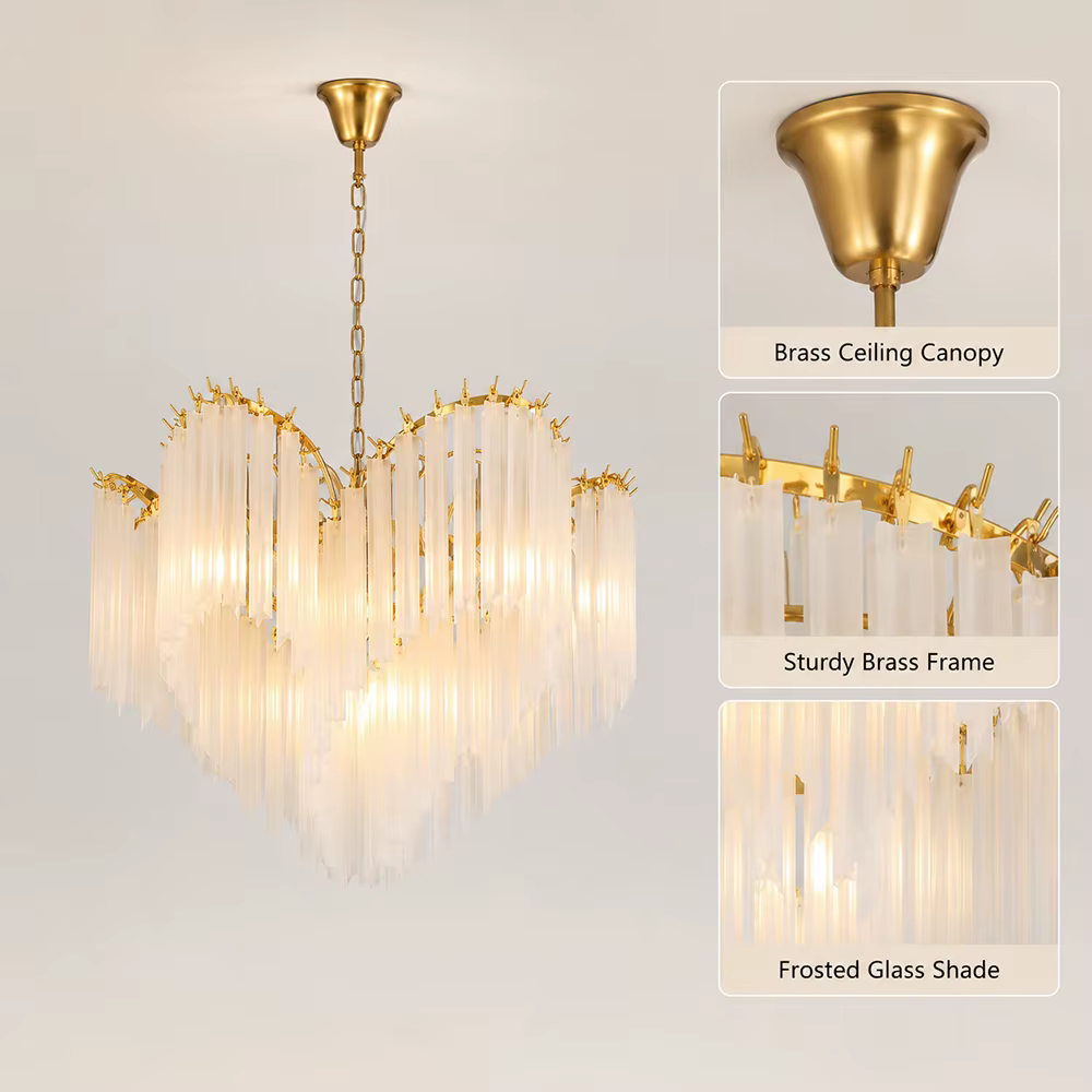 Lustre moderne de luxe en verre blanc pour salle à manger, salon, villa, lampe suspendue en laiton design, luminaire suspendu en verre givré