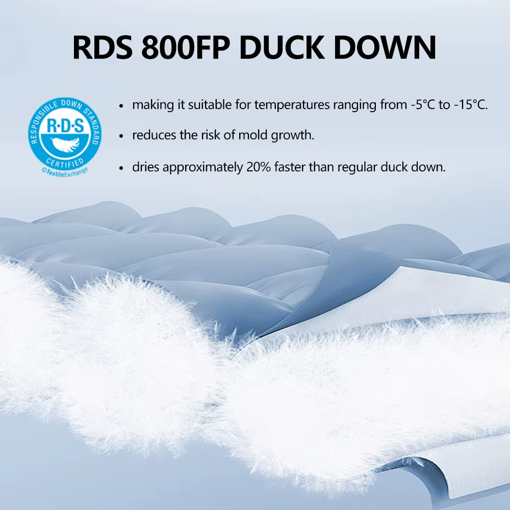 WIDESEA 800FP couette de couchage en duvet de canard 500G remplissage 15D tissu en Nylon sac