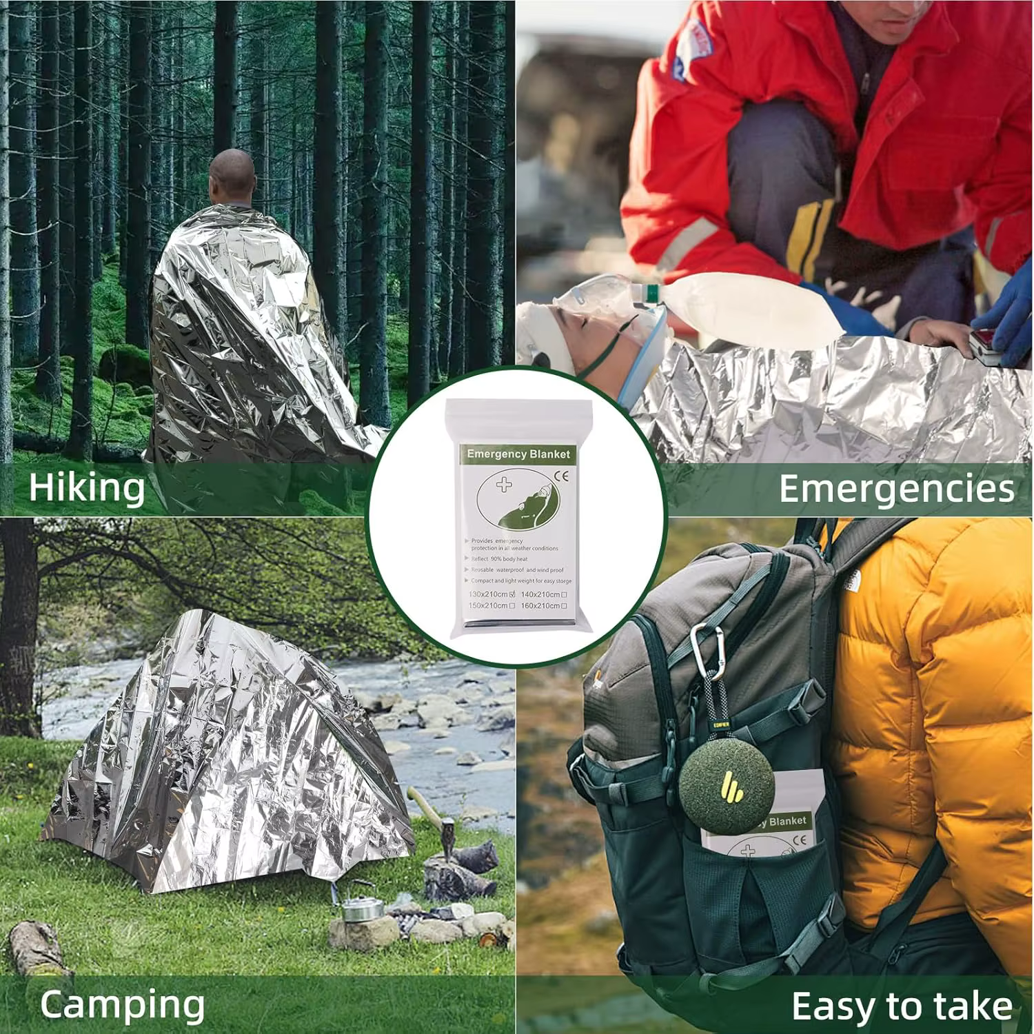 Couverture de survie d'urgence pour l'extérieur