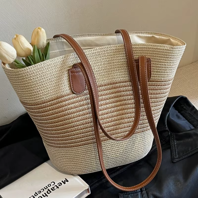 Inswind – sac en paille pour femmes, sac à bandoulière de grande capacité, pour plage, bord de mer, voyage en plein air, vacances, nouvelle collection été 2024