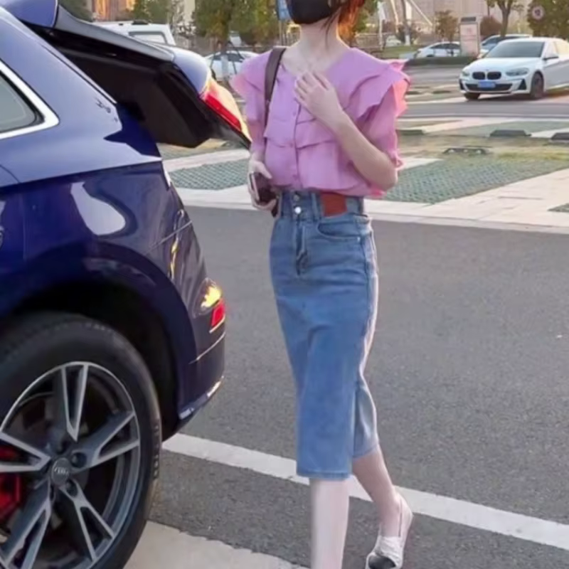 Femme élégante jupe en jean Chic et élégant jupes en jean pour les femmes offre Promotion chaud Premium Streetwear 2025 tendance décontracté pas cher
