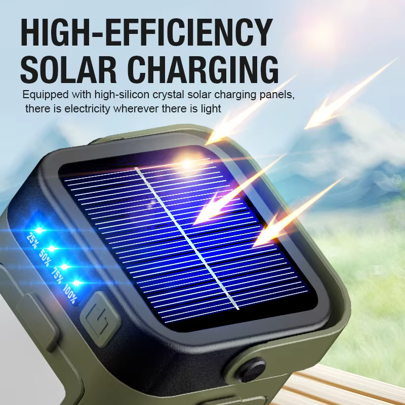 Lampe de camping multifonctionnelle avec double mode de charge solaire de type C conception de source de lumière extensible pour plusieurs scénarios extérieurs