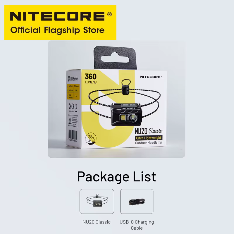 NITECORE NU20 lampe frontale Rechargeable USB-C classique 38 g phare Ultra léger pour sac à dos Camping en plein air