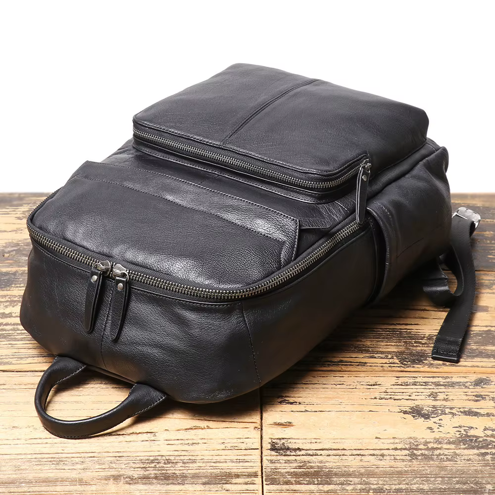 Sac à dos Double épaule en cuir véritable pour hommes