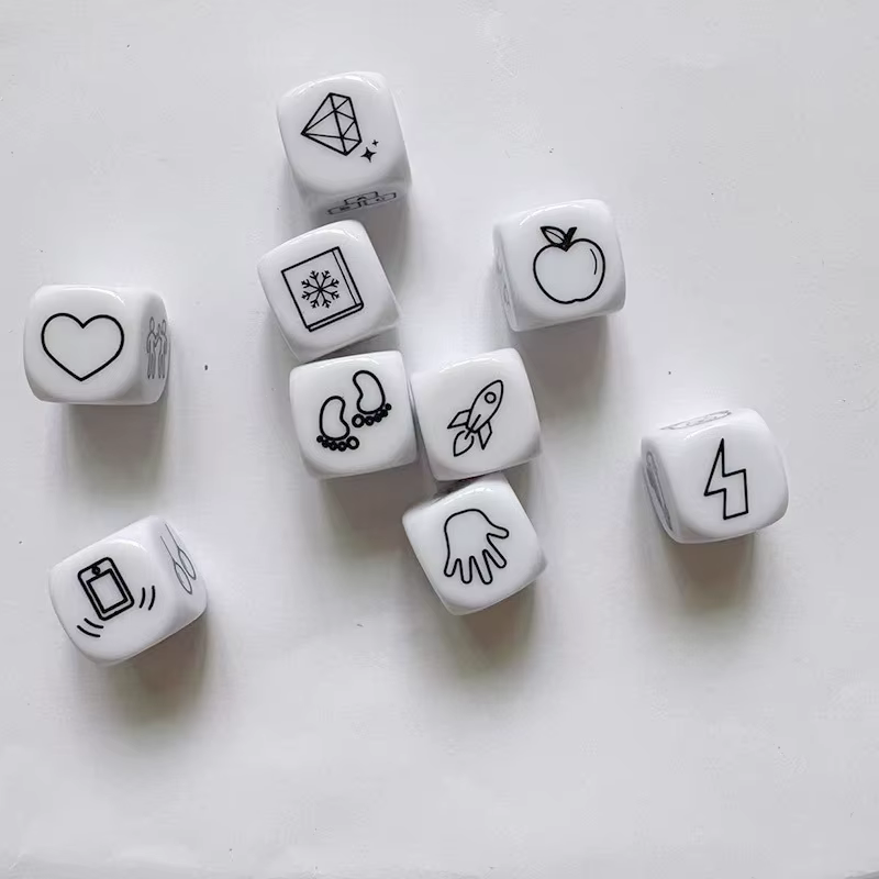 Jeu de société de dés d'histoire, Puzzle pour raconter des histoires, famille/fête/amis Parents avec sac
