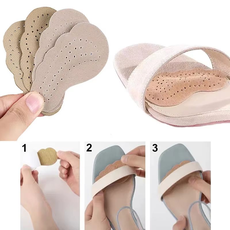 Semelles intérieures coordonnantes pour femmes, autocollants de chaussures, coussinets avant-pied en cuir pour sandales, insertion de talons hauts, coussinets de pied auto-adhésifs