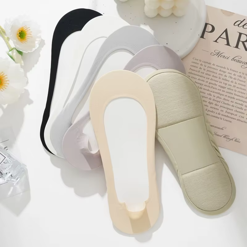 3 paires de chaussettes bateau invisibles antidérapantes pour femmes, Support de voûte plantaire, éponge douce, soulagement de la pression absorbant les chocs, semelles intérieures de chaussures antid