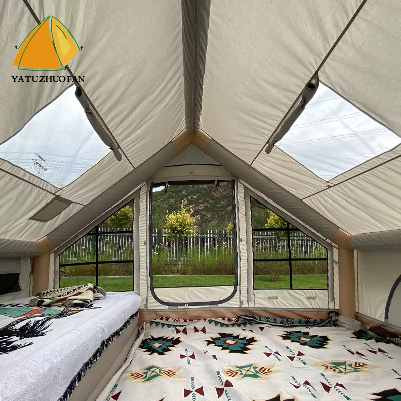 Tente de glamping gonflable avec système d'éclairage LED