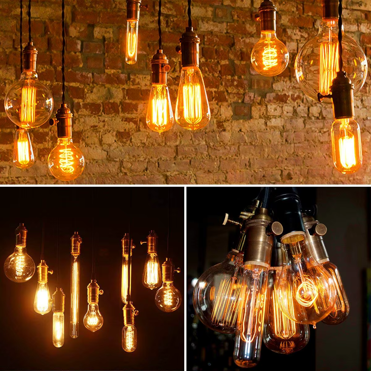 Douille de lampe rétro en cuivre avec interrupteur E26 E27 Edison