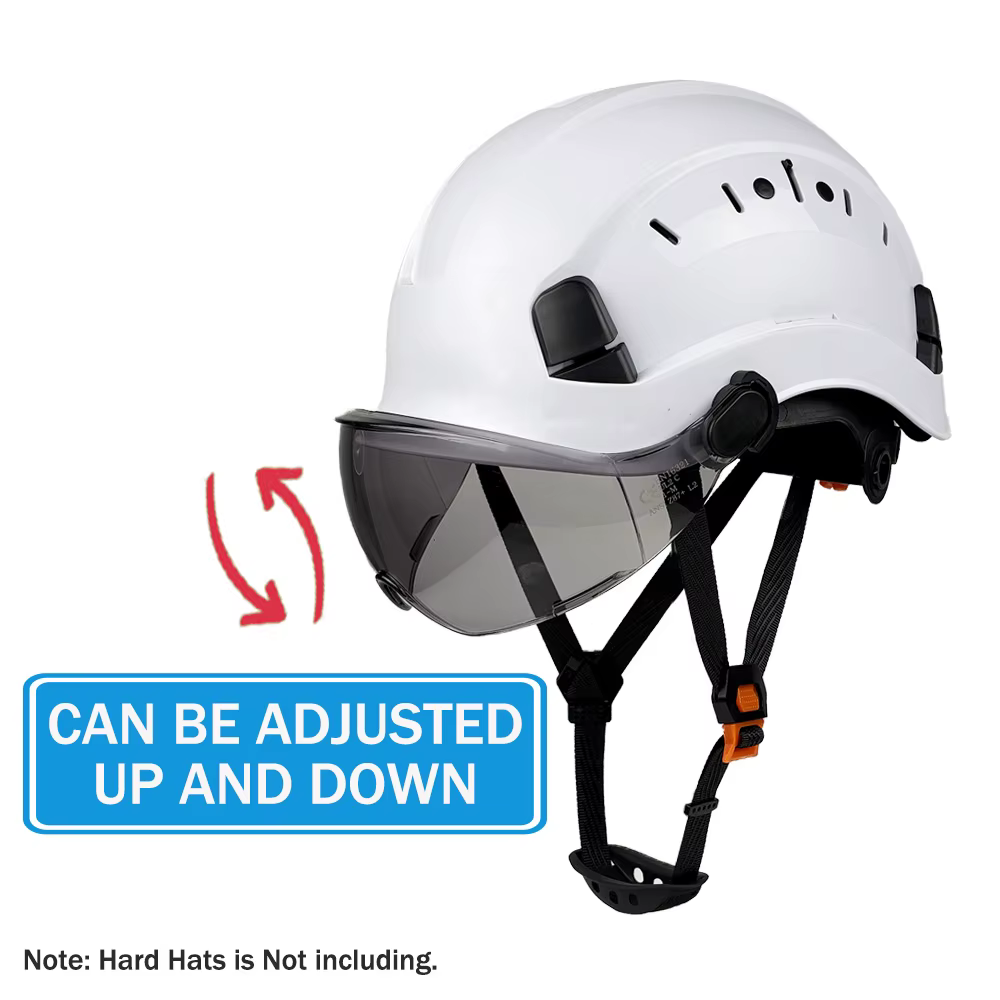 Accessoires de lunettes à visière externe pour casque de sécurité remplaçables avec Certification ANSI et CE, visière transparente et visière teinte