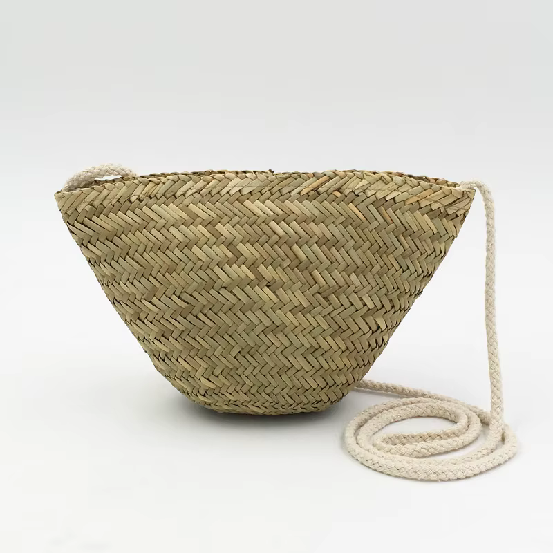 Sac à main en paille naturelle pour femmes, sacoche de plage tissée bohème d'été, sacs à bandoulière en rotin tricoté, petit sac à coque