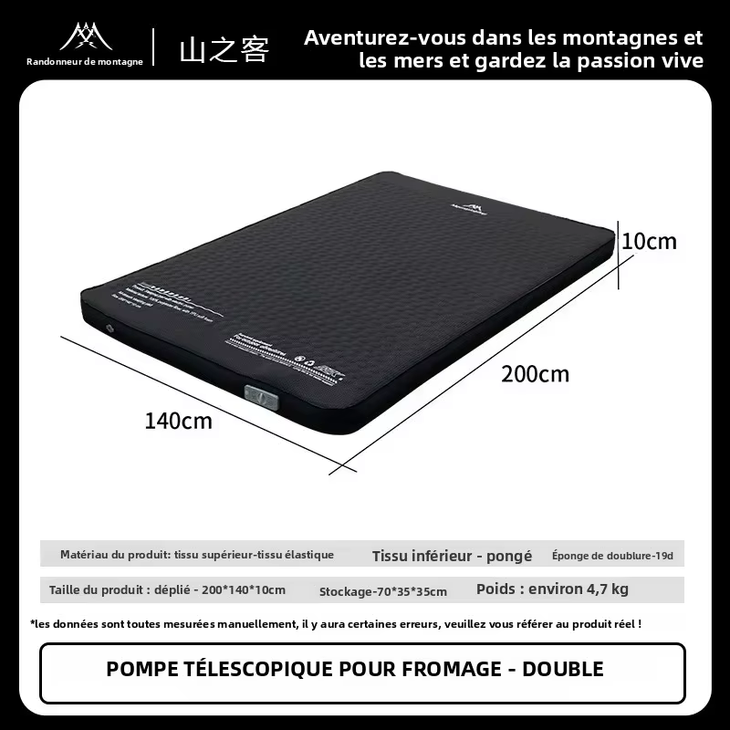 Nouveau matelas gonflable Mountainhiker édition améliorée 10 cm de hauteur avec sac de rangement