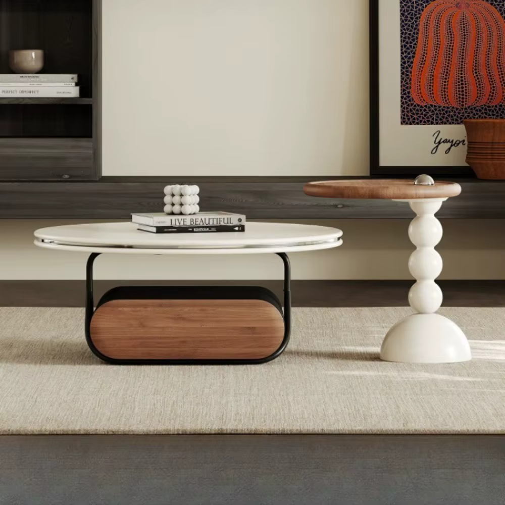Table basse ronde De luxe coin design Cool Tables minimalistes livres Premium Mesas De Centro Para Sala meubles De maison