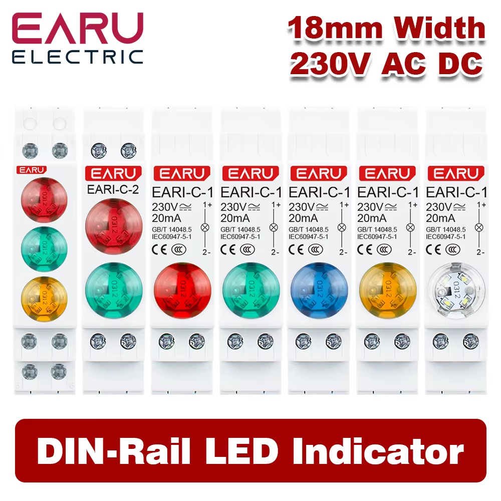 18mm Rail voyant AC DC 220V 230V LED double couleur Signal lumineux Tri