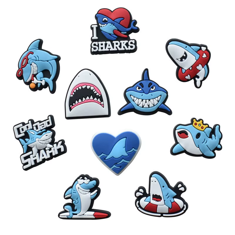 Breloques de chaussures requins, épingle pour sabots, toboggans à bulles, accessoires de décoration de chaussures, bricolage, cadeau de fête
