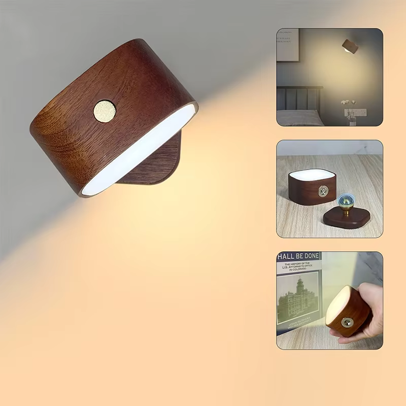 Lampes murales de chevet à chargement sans fil, veilleuse en bois, Portable, créatif, interrupteur tactile magnétique, lumières murales intelligentes pour le corps humain