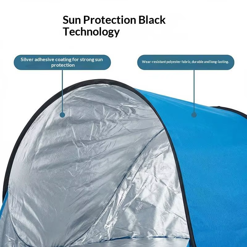 Tente de plage anti-UV avec revêtement argenté