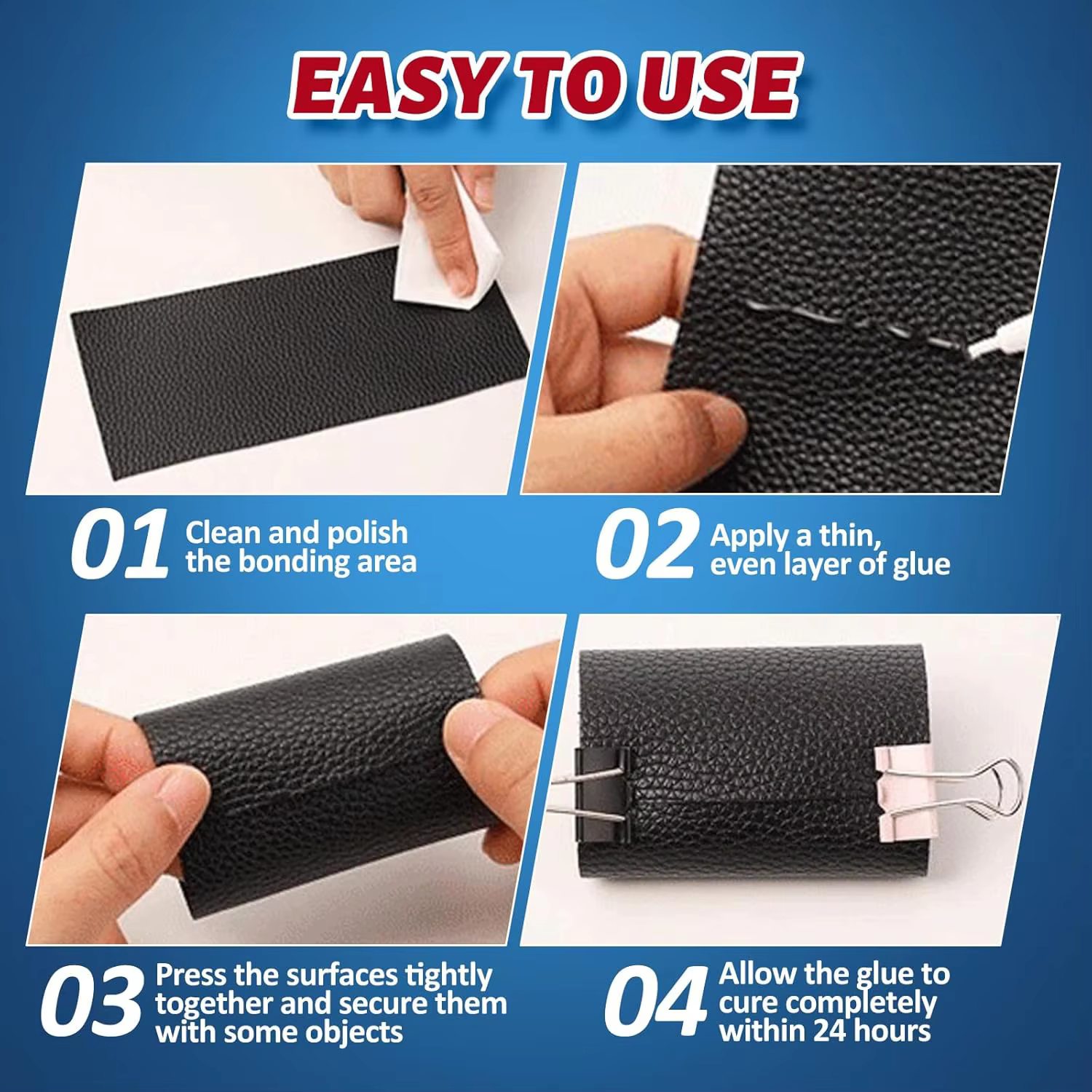 Colle à cuir 401, ultra-résistante, formule flexible imperméable, pour la réparation du cuir, chaussures, sacs, canapés, sièges de voiture, artisanat DIY, séchage rapide.
