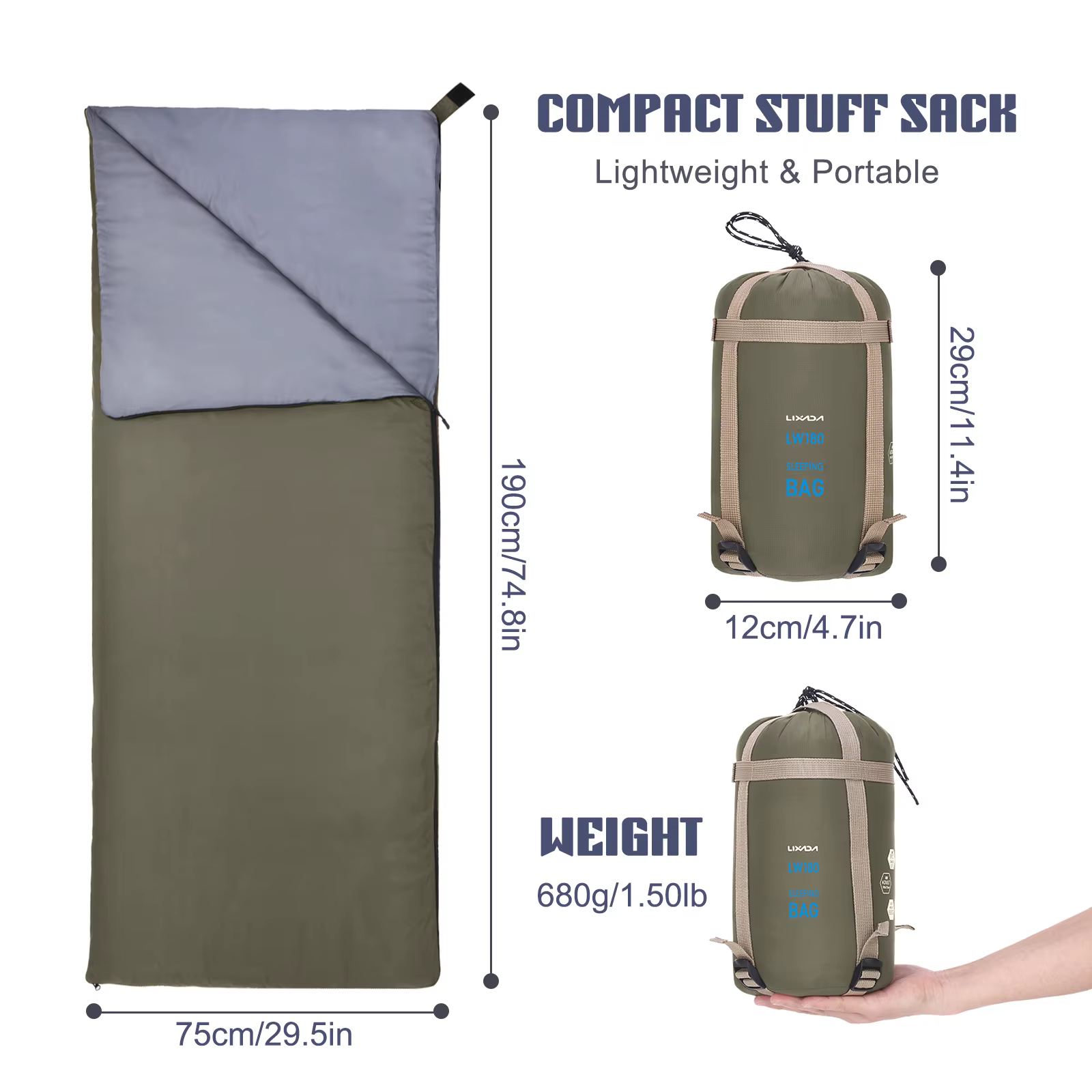 Sac de couchage enveloppe ultraléger pour adultes